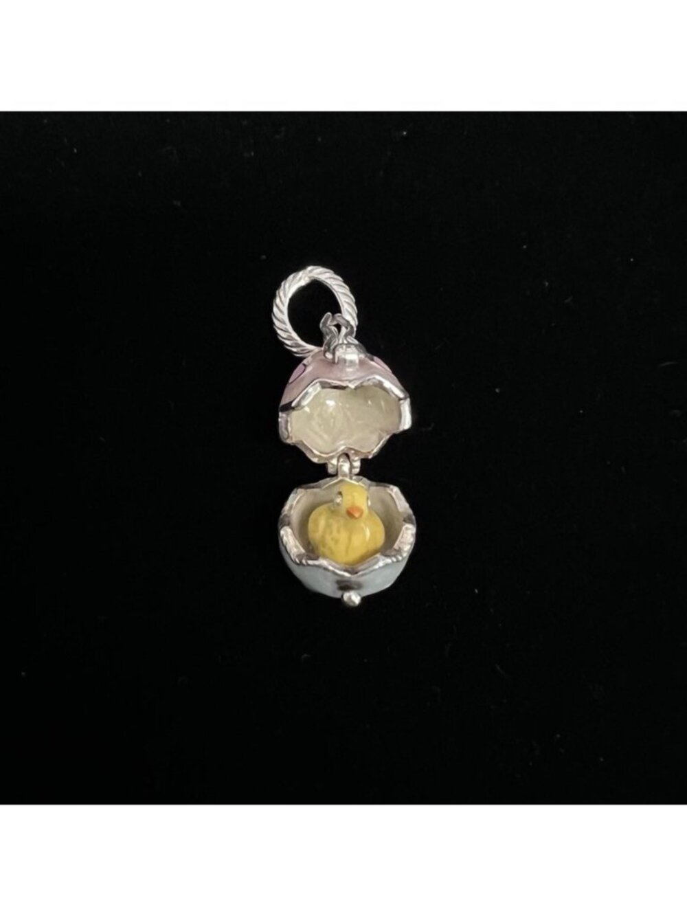 Brighton Peep A Boo Opening Easter Egg Dangle Charm Enamel Chick Silver Toned